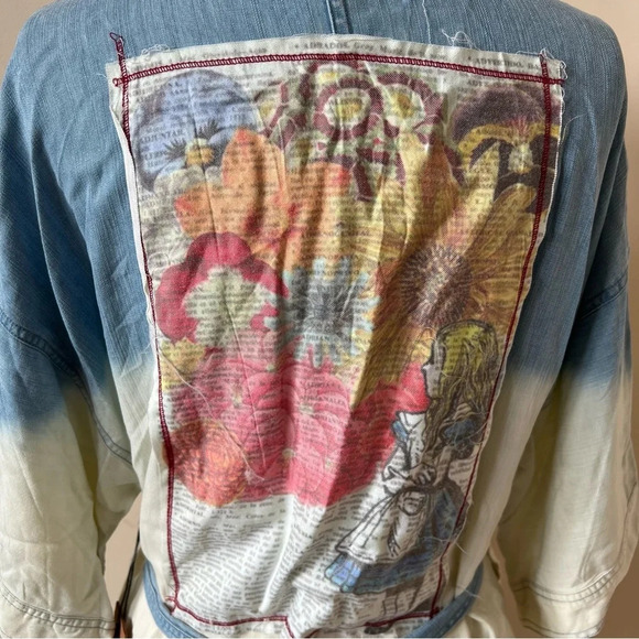 New! The Nu Vintage Ombré Belted Tunic Top/Blue/Cream 26021 - Picture 6 of 11